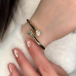 14k Gold Stone Cuff Bracelet -14k Bangle Bracelet - Gold Bangle - 14k Cuff Bracelet -  14k Gold Jewelry