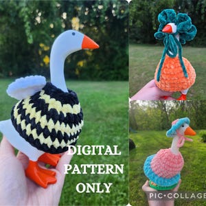 DIGITALT PAKET Virkat 18 cm Skrivbordsgås Pumpa + Humla + Klänning Mönster | Skrivbordsgås Mönster | 18 cm Gås Mönster