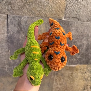 2-i-1 ödlemönster. Amigurumi ödla. Gosedjur. Engelsk PDF-handledning. Plushdjur.