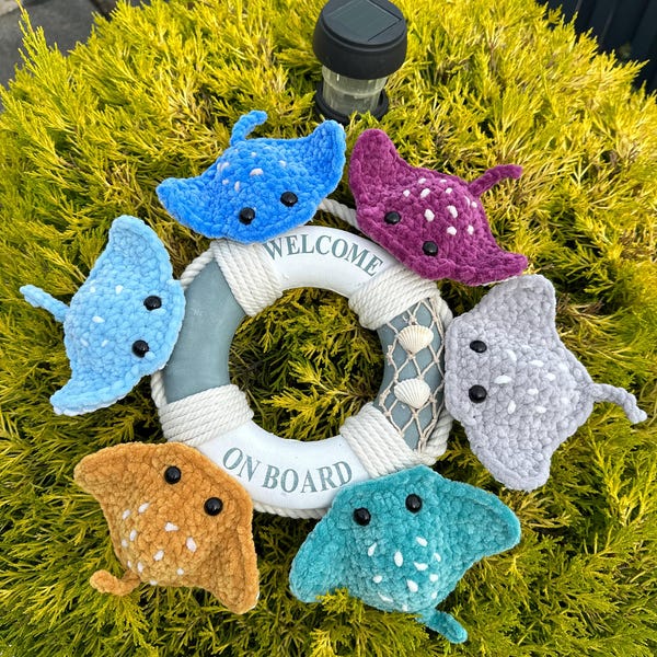 No sew . CROCHET PATTERN "Stingray small". English PDF instructions. Amigurumi toy . Plushie . Plushies . Stuffed animals