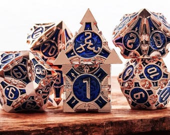 D20 | D and D | Metal Dice Set | Polyhedral | Red Copper | Purple | DND Dice | Tabletop RPG | Dungeons and Dragons | D&D Game |Roleplay Gift