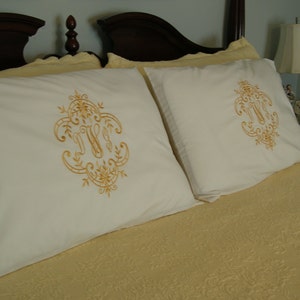 Monogrammed Pillowcase-Embroidered in any color you desire--FULL ELEGANT