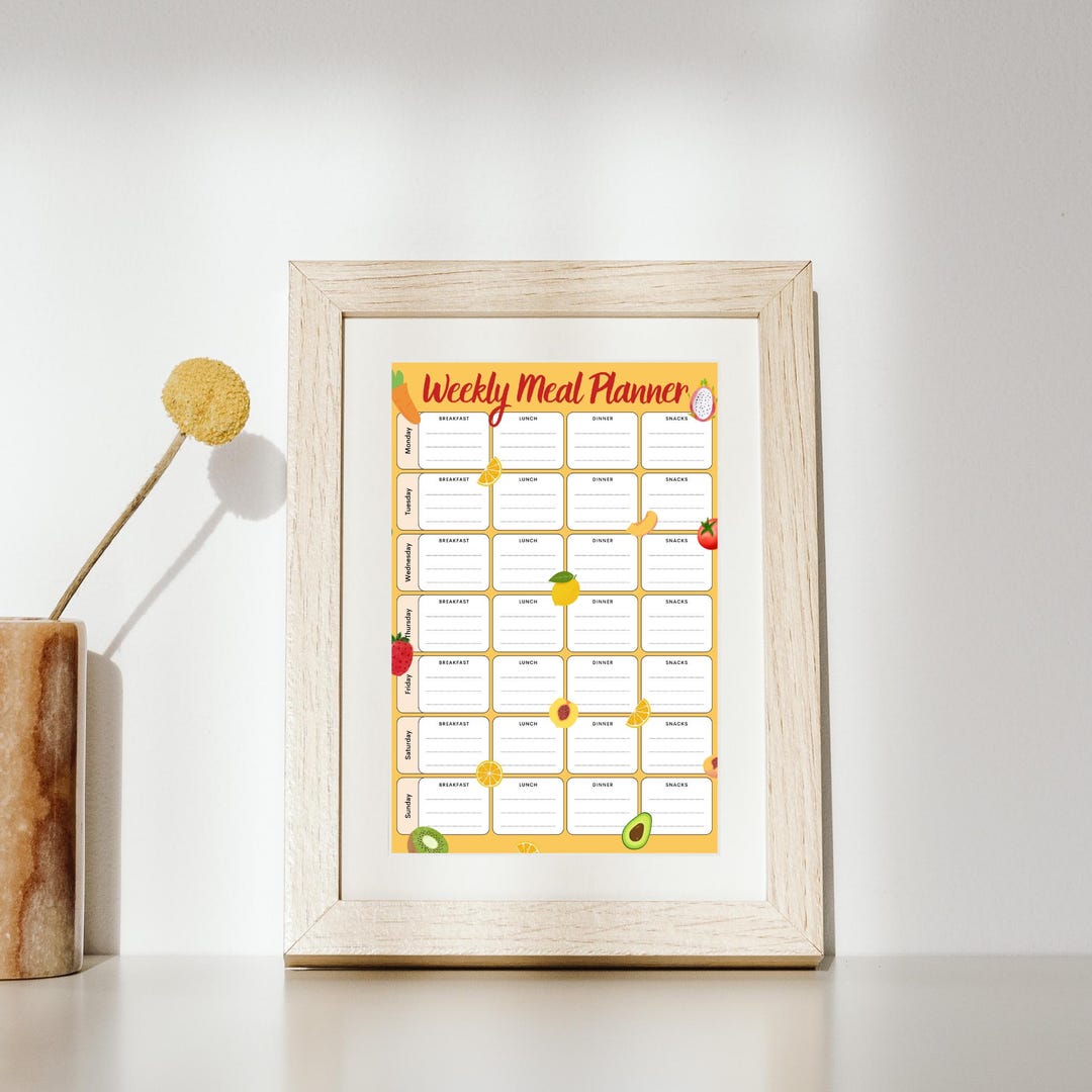 Weekly Meal Planner for Children, Printable Template, 7 Day Menu Plan ...
