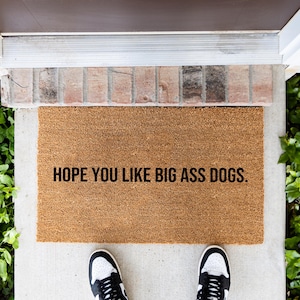 Funny Big Dog Welcome Mat | Natural Coir Entry Rug for Pet Parents