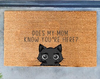 Funny Black Cat Doormat: Sassy Pet Humor Coir Rug