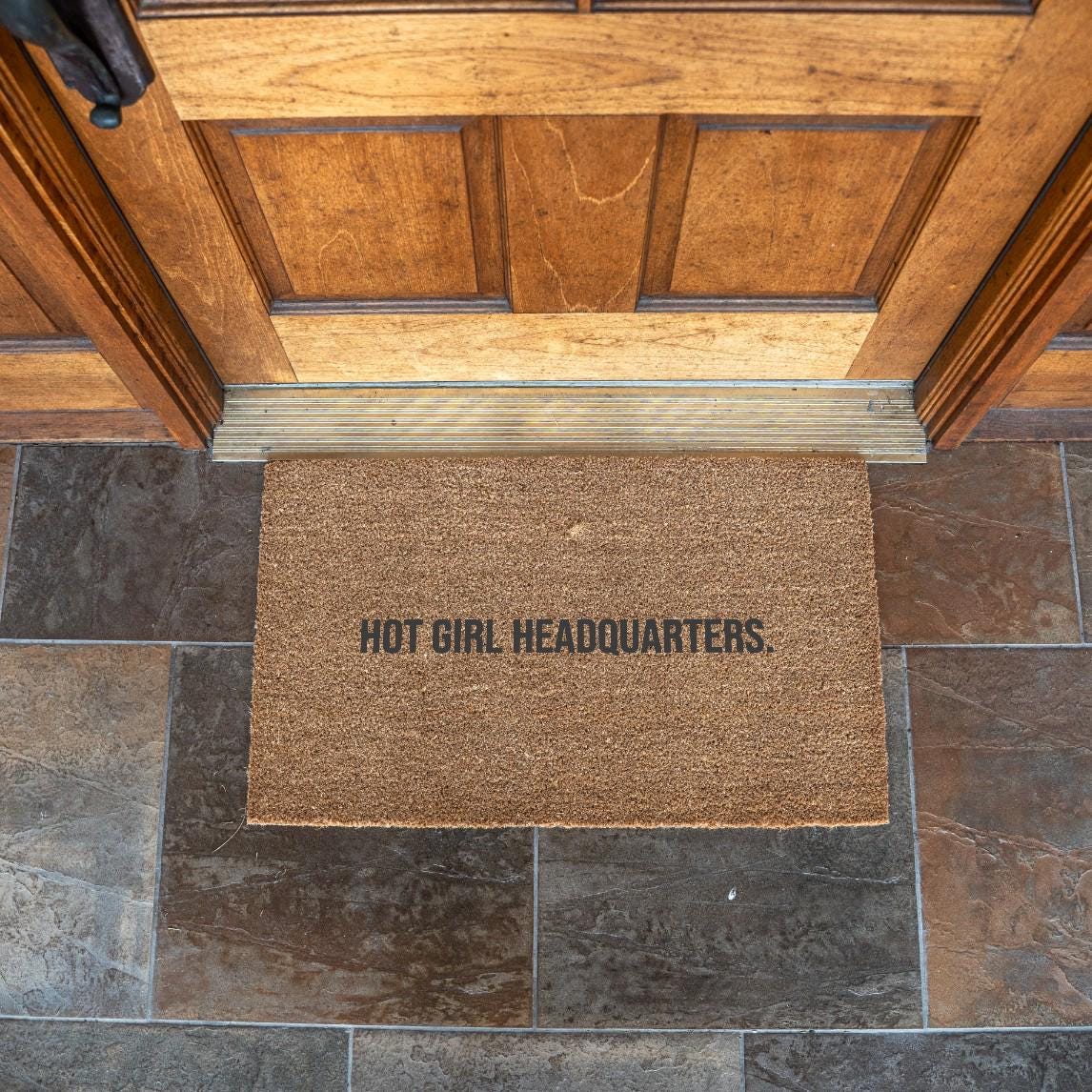 Hot Girl Headquarters Doormat: Funny Coir Welcome Mat, Baddie Dorm