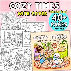 Cosy Times Malbuch | 40+ mutige und einfache Mädchen-Themenseiten für Erwachsene | Stressabbau & Entspannung | Druckbare PDF-Digital Download