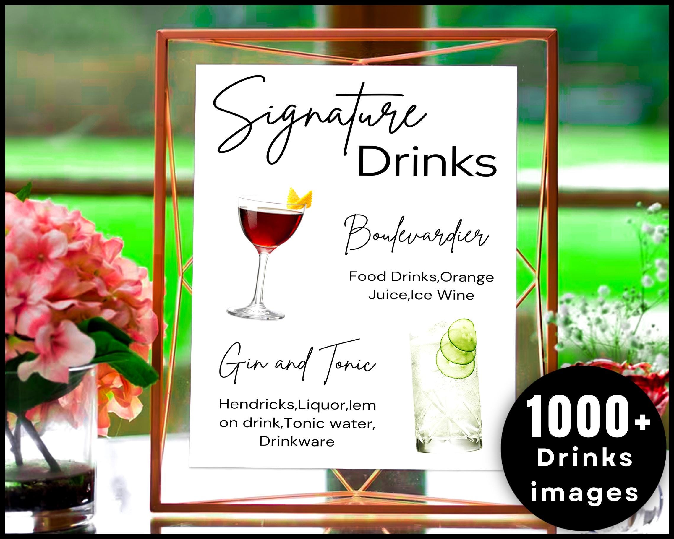 Signature Drink Sign, Editable Bar Menu Template, Printable Drinks Menu Templates, 1000+ Drinks and Garnishes, Canva Editable