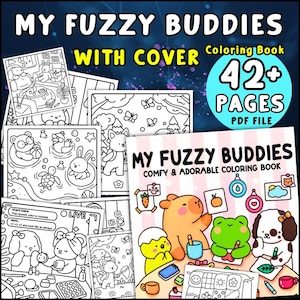 My Fuzzy Buddies: Malbuch mit niedlichen Tieren für Jugendliche & Erwachsene - 40 lustige, entspannende Seiten | Sofortiger Download PDF | Fuzzy Freunde