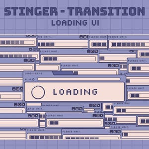 May include: A digital illustration featuring a retro-style loading screen design. The image showcases multiple windows with progress bars and the text "PLEASE WAIT." A central window displays "LOADING." The background is a grid pattern with yellow accents.
