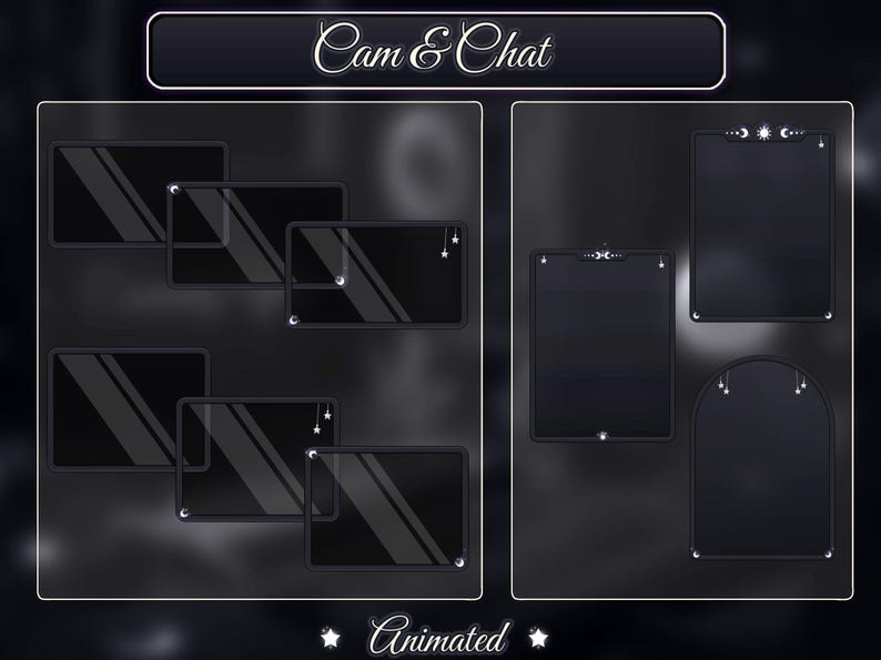 Animated Stream Package Black & White, Witch Desk, Dark Twitch Overlay - Tarrot Cards, Gothic Room, Mystic ... image 3