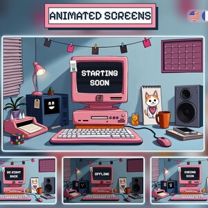 Animated Retro Computer Stream Package - Comic Room Overlays - Vintage ...