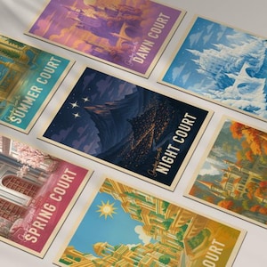 Postales digitales vintage de ACOTAR: juego de 7 cortes | Juego de postales de viaje de fantasía | Arte imprimible | Descarga digital