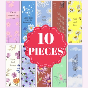 Positive Vibes Florale Lesezeichen, positive Affirmationen, motivierende Karten, digitaler PDF-Download in A4 und Letter Größe, bestes Geschenk