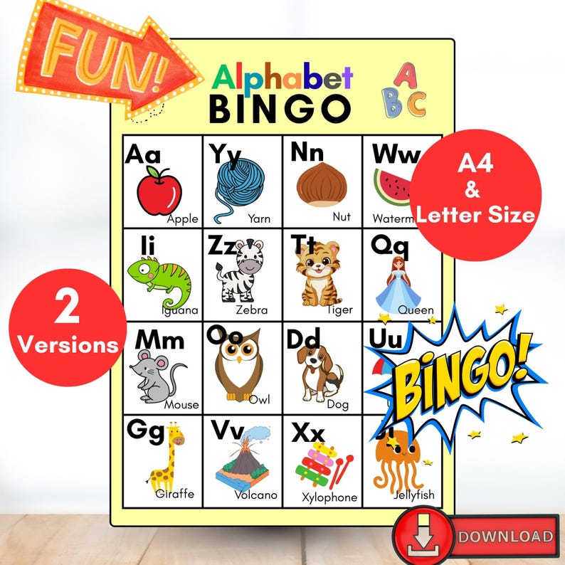 Alphabet Bingo Game Printable for Kids – Fun ABC Learning Activity ...