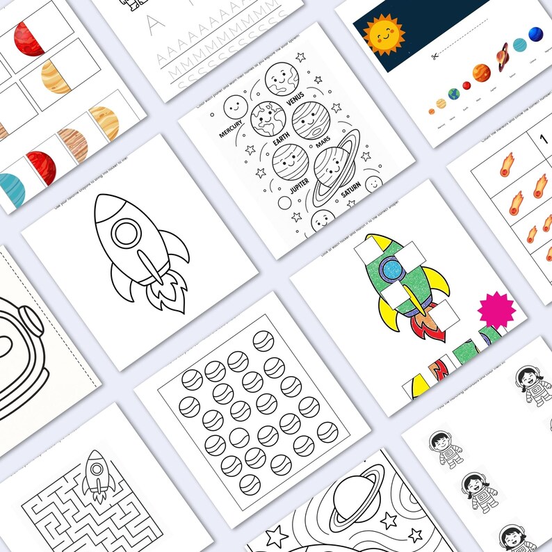 Space Coloring & Activity Pages for Kids, Printable Outer Space