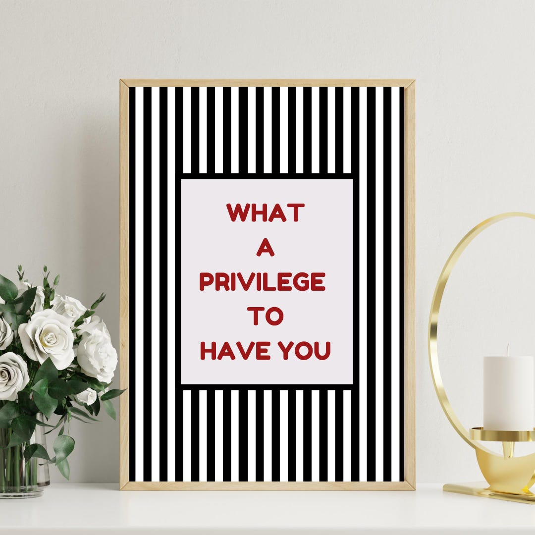 What A Privilege to Have You Wall Art, Modern Typography Poster, Black ...