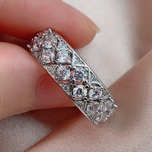 Antique Vintage Style Filigree Wedding Band, Vintage Art Deco Engagement Ring, 14K Gold Round Lab Grown Diamond Wedding Band, Stackable Ring