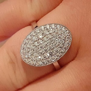 Oval Shape Cluster Pave Diamond Ring, Twilight Bella Round Lab Grown Diamond Ring, Breaking Dawn Edward Cullen Ring, Celebrity Style Ring