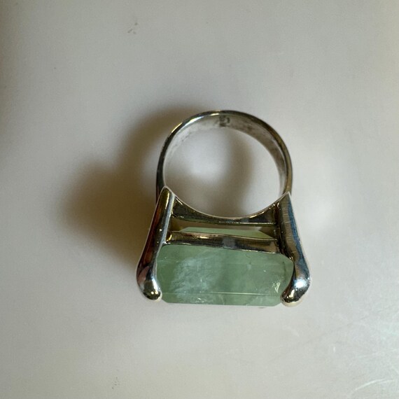 Sterling Silver Prehnite Large Statement Ring - image 5