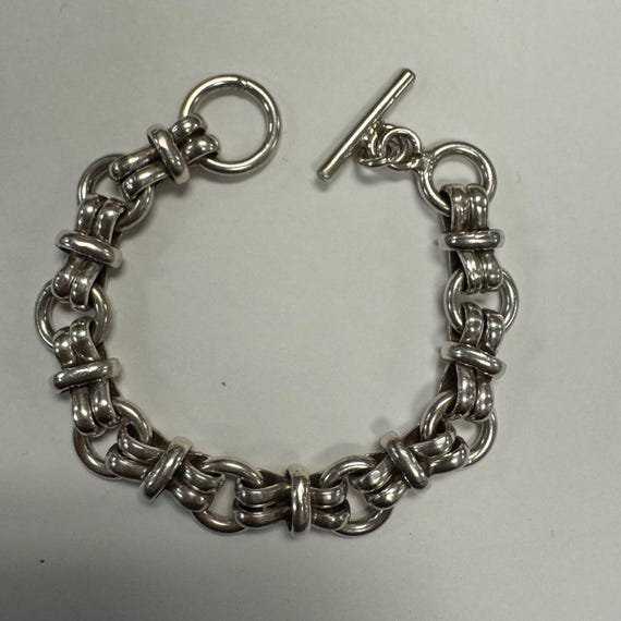 Heavy Sterling Silver Link Bracelet - image 1