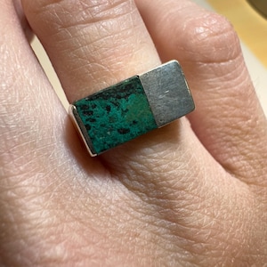 Vintage Sterling Silver Turquoise Inlaid Ring
