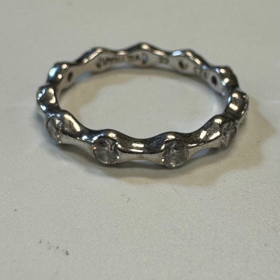 Sterling Silver Double Stack Dainty Scalloped Ring - image 2