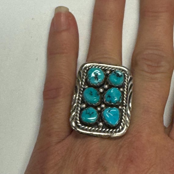 Zuni Sterling Silver Aaron Anderson or Art Acoya Navajo 6 Stone Native American Ring