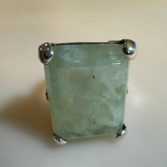 Sterling Silver Prehnite Large Statement Ring - image 7