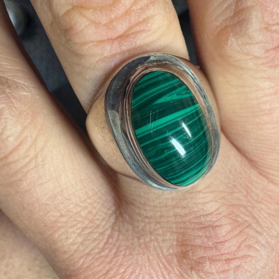 Sterling Silver Malachite Ring - image 1