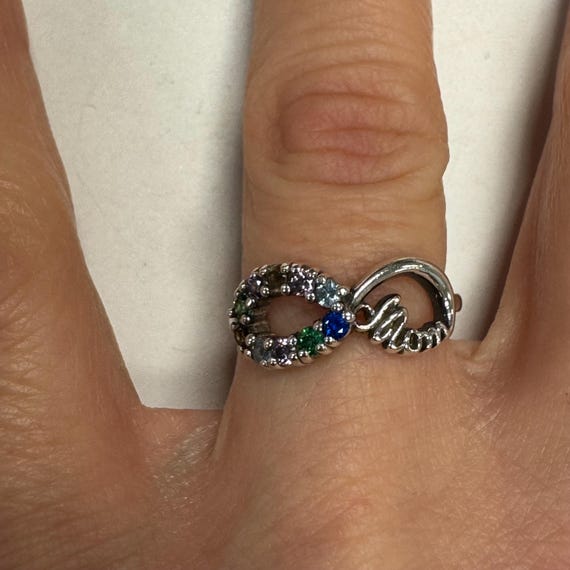Sterling Silver Infinity Multicolored Stones Ring… - image 4