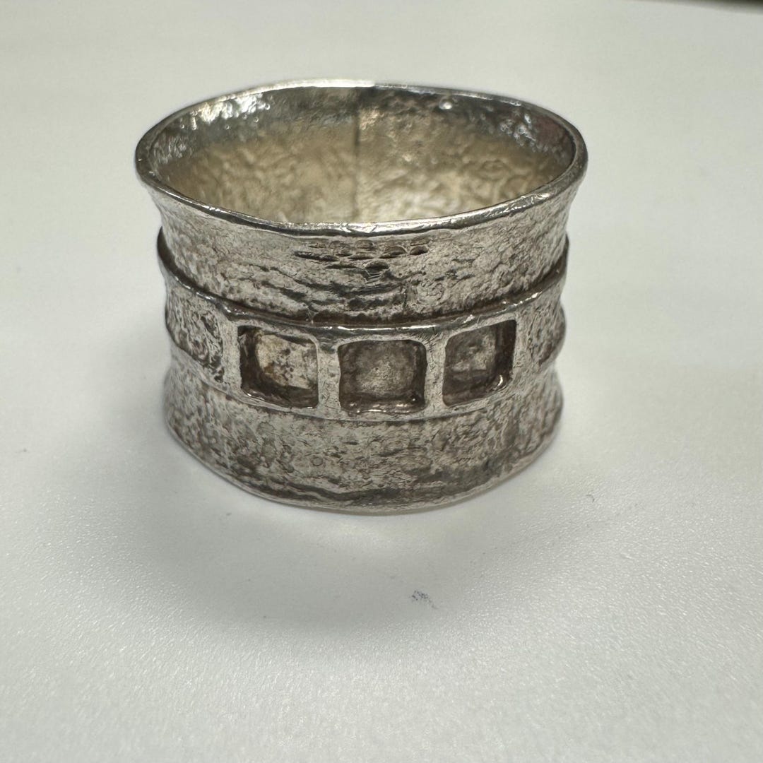 Hammered Sterling Silver Wide Band Ring - Etsy
