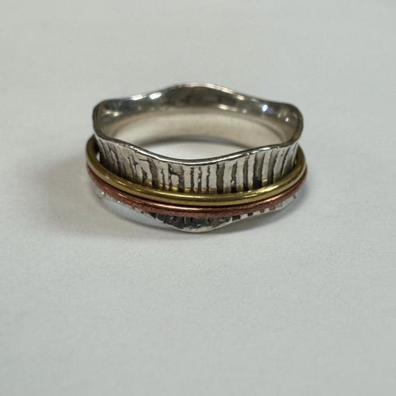 Sterling Silver Mixed Metals Spinner Ring