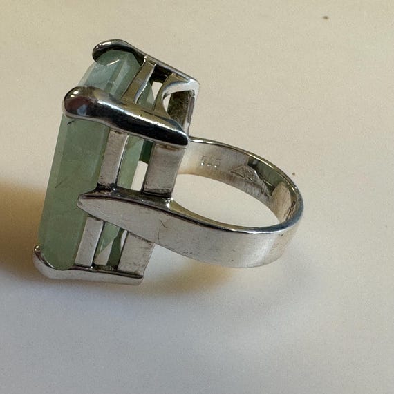 Sterling Silver Prehnite Large Statement Ring - image 3