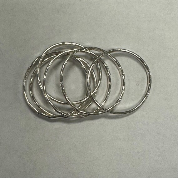 Sterling Silver Set of 6 Hammered Stackable Rings View 5