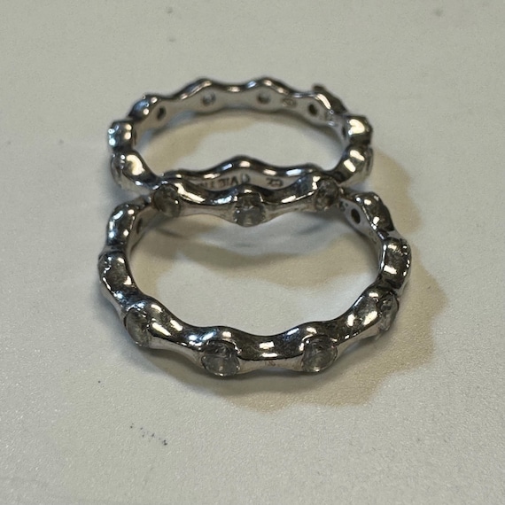 Sterling Silver Double Stack Dainty Scalloped Ring - image 7