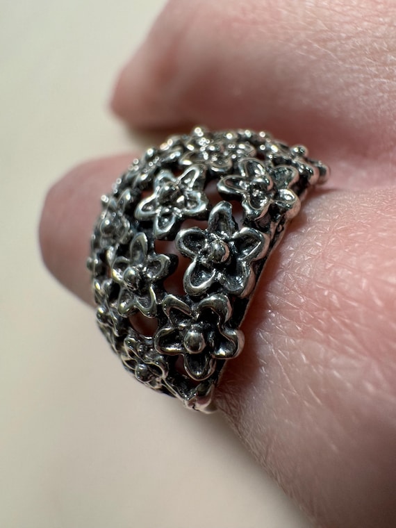 Sterling Silver Daisy Cluster Ring - image 2