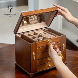 Massivholz High-End Schmuckkasten mit Lock Schubladen