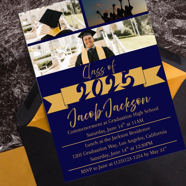 Editable Simple Photo Style Graduation Party Invitation | Custom ...