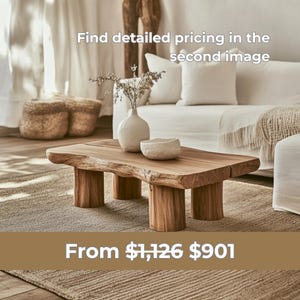 Low coffee table reclaimed wood furniture live edge square wood coffee table rustic farmhouse handmade furniture large living room table