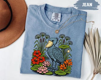Vintage Shoebill Shirt - Retro Cosmic Bird Moon Graphic Tee, Celestial Shoebill Stork, Oversized Exotic Animal Shirt, Bird Lover Gift303