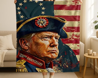 Velveteen Trump Blanket 250th Anniversary - Super Soft Plush Patriotic Throw, Cozy Winter Fleece Bedding for Republican Dad Gift