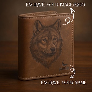 Personalisierte Herrenbrieftasche - Individuell graviertes Leder Bifold, schlanker Kartenhalter, Geschenk für Papa, Jubiläumsgeschenk, niedliches Geschenk für ihn, Reisebedarf