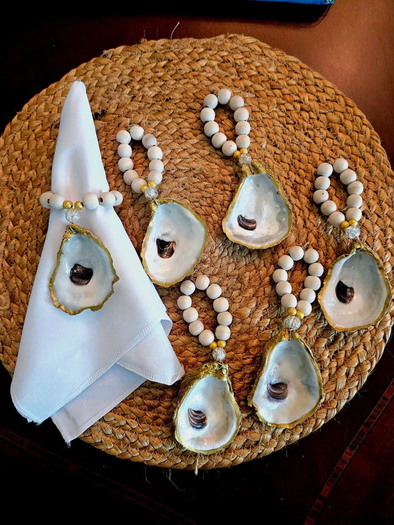 Oyster Shell Napkin Rings - Natural Color - Etsy