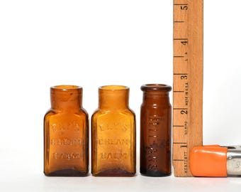 3 Vintage Brown Bottles Medicine 2 Ely's Cream Balm & 1 Bell-Ans