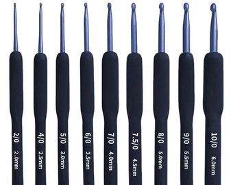 9PCS Crochet Hook Set with Soft Grip Handles, Non Slip Knitting & Crochet Tool Kit for Sweaters, Crafts , DIY Projects