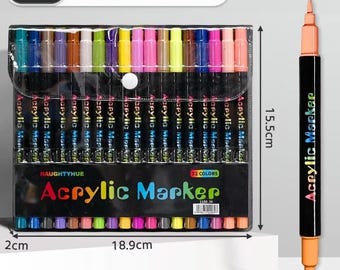 24-72 Colors Acrylic Paint Markers Dual Tip Fine & Brush Pens for Rock Painting, Wood Crafts, Calligraphy, Canvas Art Supplies