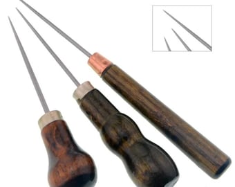 Leather Awl Tool with Wooden Handle for Punching and Stitching Supplies