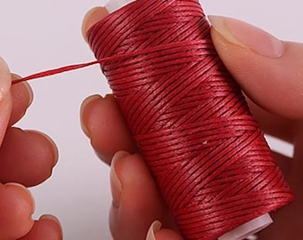 Flat Waxed Thread 0.8mm, Leather Sewing Cord, Durable Anti-Fray Stitching Tool