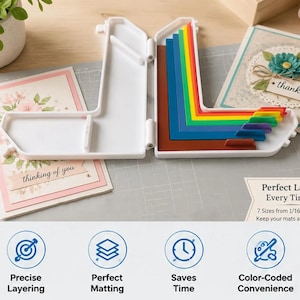 Verktyg för justering av papperskonst med förvaringslåda, korttillverkning, scrapbooking, hantverksmaterial